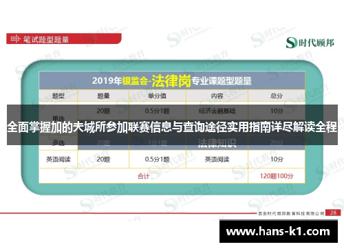 全面掌握加的夫城所参加联赛信息与查询途径实用指南详尽解读全程